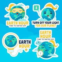 aarde uur dag etiket vlak tekenfilm hand- getrokken Sjablonen achtergrond illustratie vector