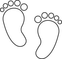 voetafdrukken menselijk icoon in lijn silhouet, geïsoleerd Aan schoen zolen afdrukken laarzen, baby, Mens, Dames voet afdrukken betreden indruk icoon blootsvoets. vector voor appjes, website