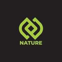 brief n gekoppeld blad natuur symbool logo vector