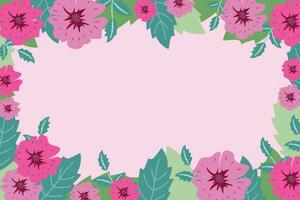 achtergrond met karmozijn bloemen. roze bloemen met bladeren voor decoratie van ansichtkaarten, dekt. bloemen achtergrond. vector