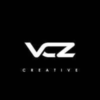 vcz brief eerste logo ontwerp sjabloon vector illustratie