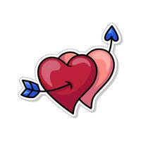 vrij vector, Valentijn thema sticker, een paar- van harten met pijlen van romance vector