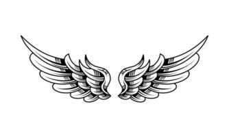 vector wijnoogst engel vleugel tatoeëren illustratie