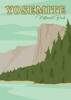 yosemite nationaal park poster wijnoogst vector illustratie ontwerp. nationaal park in Californië wijnoogst poster.