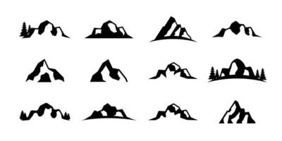 reeks van berg pictogrammen logo ontwerp. berg silhouet logo ontwerp sjabloon. vector