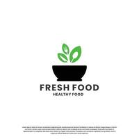 vers voedsel logo ontwerp. gezond voedsel logo voor bedrijf restaurant vector