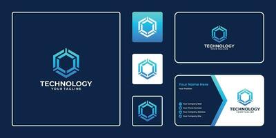 abstract technologie met zeshoek vorm logo ontwerp. vector