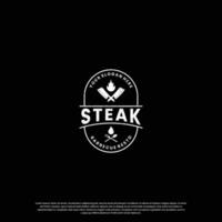 steak huis, rundvlees steak logo ontwerp wijnoogst voor restaurant bedrijf vector