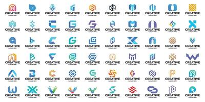 reeks van abstract symbool brief een naar z logo ontwerp verzameling. vector