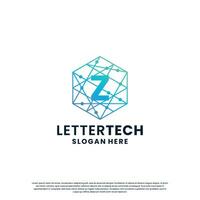 brief z logo ontwerp voor technologie, wetenschap en laboratorium bedrijf bedrijf identiteit vector