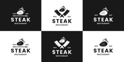 reeks uit steak, slagerij, rundvlees logo ontwerp voor restaurant vector