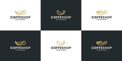 creatief koffie winkel met creatief koffie kop logo ontwerp collecties vector