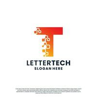 modern brief t logo ontwerp met helling kleur voor technologie en wetenschap bedrijf bedrijf. vector