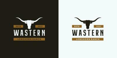 Longhorn buffel, koe, stier logo ontwerp wijnoogst voor uw bedrijf boerderij vector