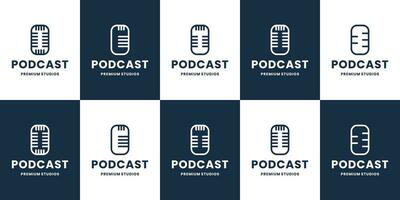 reeks van podcast logo ontwerp verzameling vector