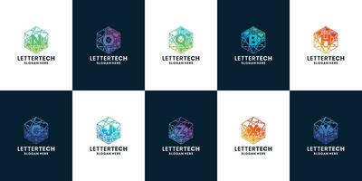 modern brief een naar z logo technologie met helling kleur vector