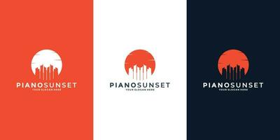 piano zonsondergang logo ontwerp inspiratie voor uw musicus of bedrijf vector