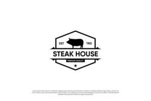 steak huis logo. rooster restaurant label. wijnoogst stijl ontwerp. vector