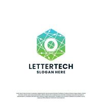 modern brief O technologie logo ontwerp met helling kleur vector