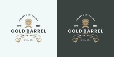 goud loop, oud brouwerij, whisky logo ontwerp wijnoogst vector