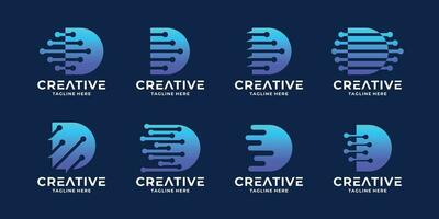 reeks van initialen d technologie logo ontwerp idee. d tech digitaal logo verzameling. vector
