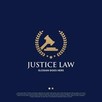 gerechtigheid wet logo ontwerp. symbool over advocaat gerechtigheid logo sjabloon vector