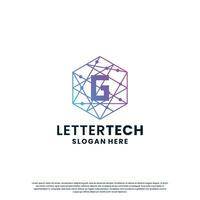 modern brief g technologie logo ontwerp met helling kleur vector