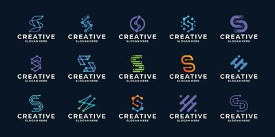 reeks van creatief brief s met punt concept logo ontwerp voor digitaal technologie. vector