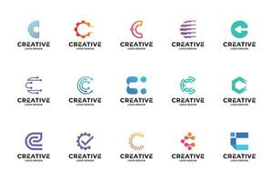 reeks van eerste brief c logo ontwerp inspiratie. creatief brief c logotype collecties. vector