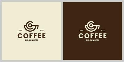 koffie kop met brief c logo ontwerp retro stijl vector