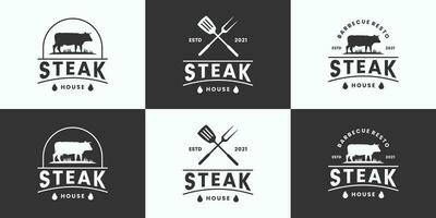 retro steak huis logo ontwerp verzameling vector