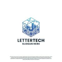brief j logo ontwerp voor technologie, wetenschap en laboratorium bedrijf bedrijf identiteit vector