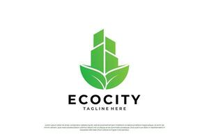 groen stad logo ontwerp. milieuvriendelijk vriendelijk gebouw logo concept. vector