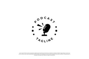 podcast logo ontwerp. podcast embleem, wijnoogst podcast sjabloon. vector