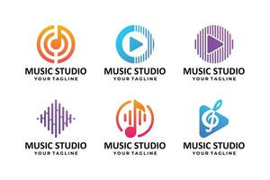 reeks van muziek- logo ontwerp verzameling. audio speler element ontwerp. vector