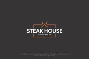 steak huis embleem logotype met wijnoogst stijl. vector