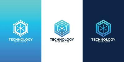 abstract technologie zeshoek vorm logo ontwerp inspiratie. vector