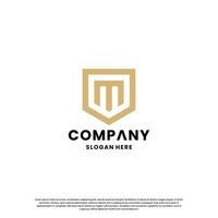 creatief brief m combineren met schild logo ontwerp monogram voor uw bedrijf identiteit vector