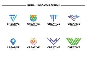 reeks van creatief brief v logo ontwerp sjabloon. bedrijf logo, merk symbool en icoon abstract. vector