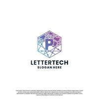 bedrijf brief p logo ontwerp voor technologie, laboratorium, wetenschap, berekenen bedrijf vector