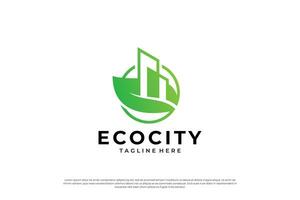 groen stad logo ontwerp. symbool icoon voor residentieel, appartement en stad. vector