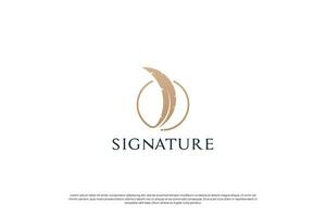 gouden schacht handtekening logo ontwerp. veer pen logo sjabloon. vector
