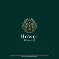 luxe winkel logo ontwerp. bloem ornament logo sjabloon. monogram concept met gouden kleur vector