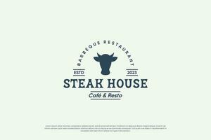 retro steak, barbecue, rundvlees logo ontwerp. ontwerp insigne voor premie voedsel. vector