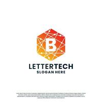 modern brief b technologie logo ontwerp met helling kleur vector