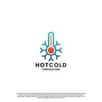 heet en verkoudheid logo ontwerp voor temperatuur. sneeuw en vlam icoon combinatie vector