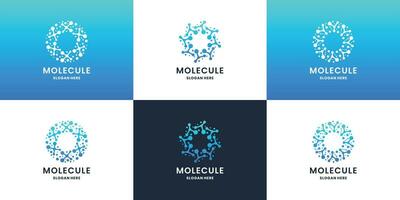 abstract molecuul met cirkel vorm logo ontwerp verzameling vector