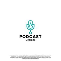 podcast medisch, genezing discussie logo ontwerp sjabloon vector