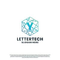 brief y logo ontwerp voor technologie, wetenschap en laboratorium bedrijf bedrijf identiteit vector