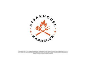 steak huis logo ontwerp. slager winkel wijnoogst typografisch etiketten, emblemen, logo Sjablonen. vector